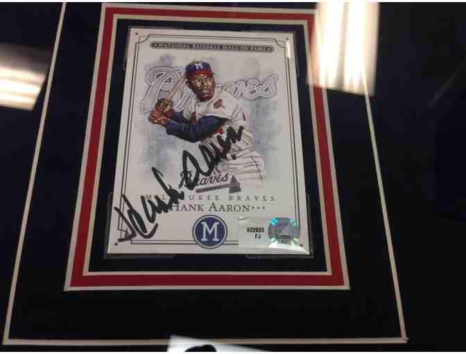 Atlanta Braves - Hank Aaron Framed Autographed Baseball Card - Authenticated