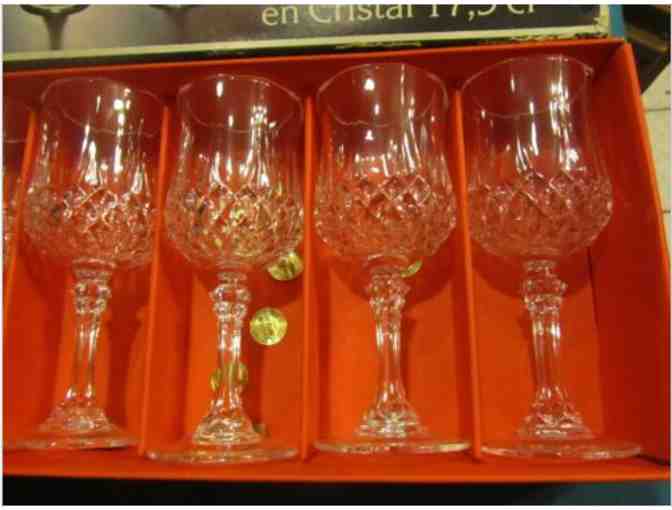 VINTAGE SET of 6 LONGCHAMP No. 3 Crystal Wine Glasses by CRISTAL D'ARQUES