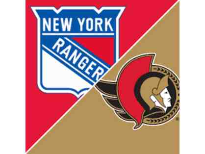 2 tickets for the New York Rangers vs. Ottawa Senators hockey game on April 15th!