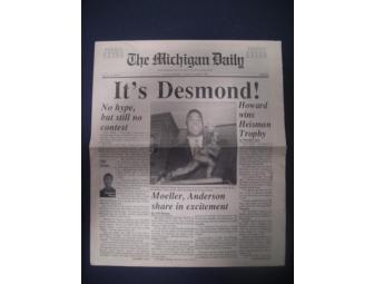 Original copy of Desmond Howard Heisman edition of the Michigan Daily