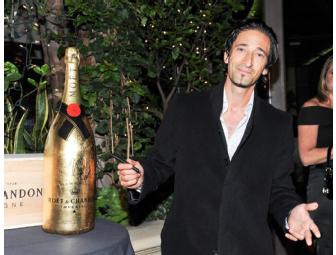 Rare, gold-plated Moet & Chandon  Methuselah, signed by Celebrities