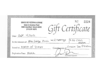 Gift Certificate to Gracie See Pizzeria