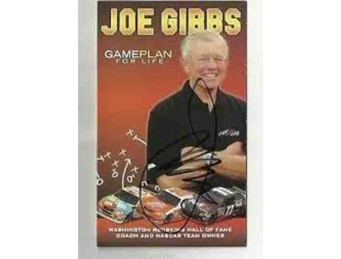Joe Gibbs Autographed Football and Autographed Book, 'Game Plan for LIfe'