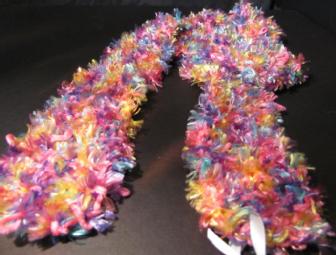 Handknit Scarf (thin, pink multi-color)