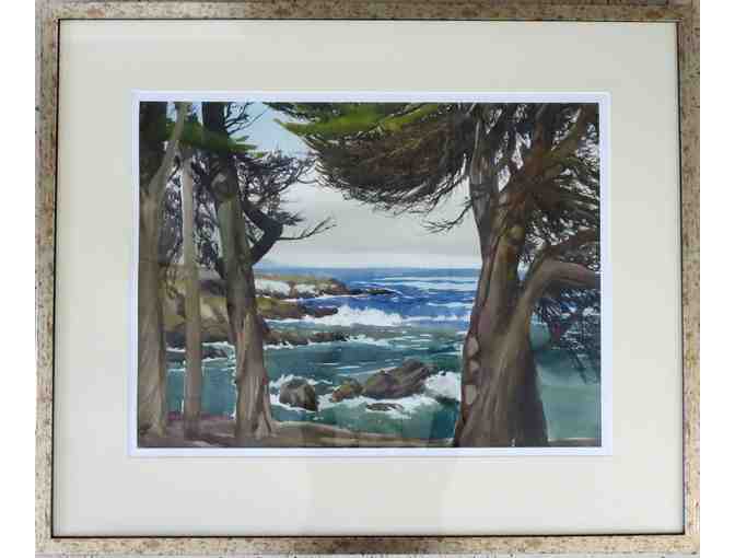Cypress Point (watercolor, framed, 36'W x 30'H), Juan Peña