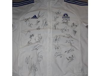 Team autographed 2013 BAA Boston Marathon white medical staff jacket