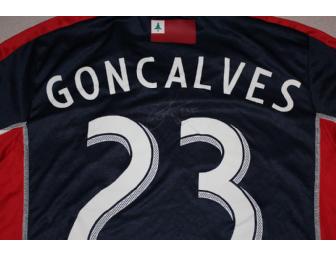 Jose Goncalves #23  navy jersey w/ leukemia awareness ribbon