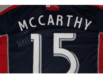 Stephen McCarthy #15 navy jersey w/ leukemia awareness ribbon