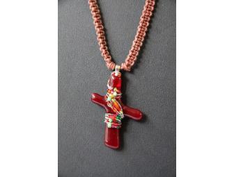 Art Glass Cross Necklace