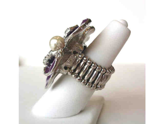 Grape Layered Flower Stretch Ring -- Pre-Owned