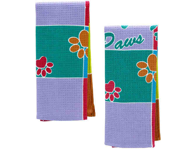 Set of 2 'Wipe Your Paws Here' Kitchen Towels - New