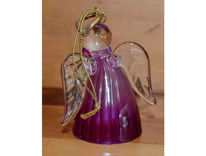 Purple Paw Glass Angel Ornament -- New