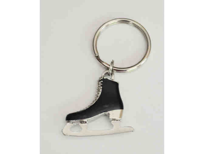 Black Enamel Ice Skate Key Ring -- New