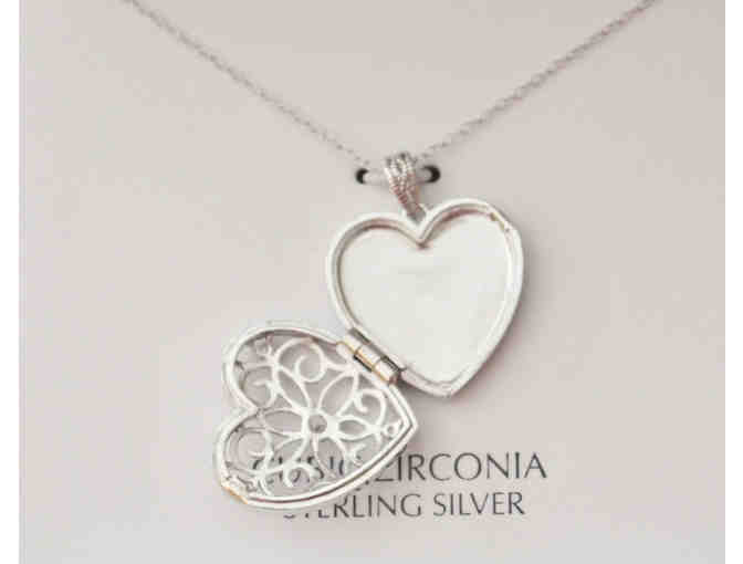 Sterling Silver Openwork Filigree Heart Locket Pendant Necklace -- New