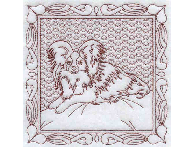 Laying Papillon Embroidered Design on White Hand Towel -- New