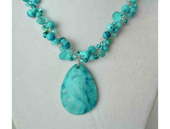 Hand-Crafted Bead & Stone, Deep Turquoise Necklace -- New