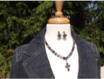 Iris Everyday Necklace & Bracelet, Iris Glimmer Cross Pendant and 4 Stone Earrings