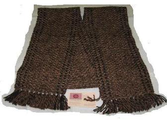 100% Natural Brown Alpaca, Hand-Woven Scarf from Four Directions Weaving