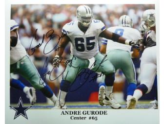 Autographed Football and Photo by Andre Gurode of the Dallas Cowboys