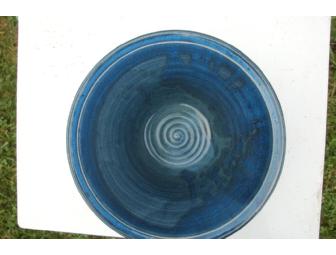 Large Handmade Pottery Bowl in Blues