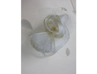 Cream Straw and Feather Fascinator (Woman's Hat)