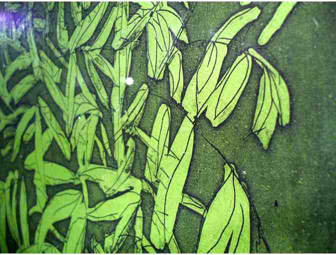 Untitled, Verdant Bamboo Flowers, by Baskin w/ Black & Gold frame