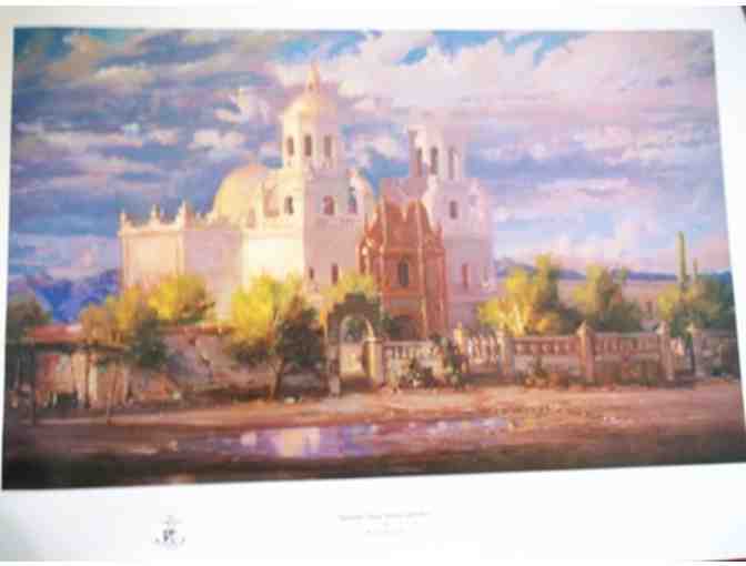 1995 Print Titled 'Sunset-San Xavier del Bac' Signed by Buck McCain