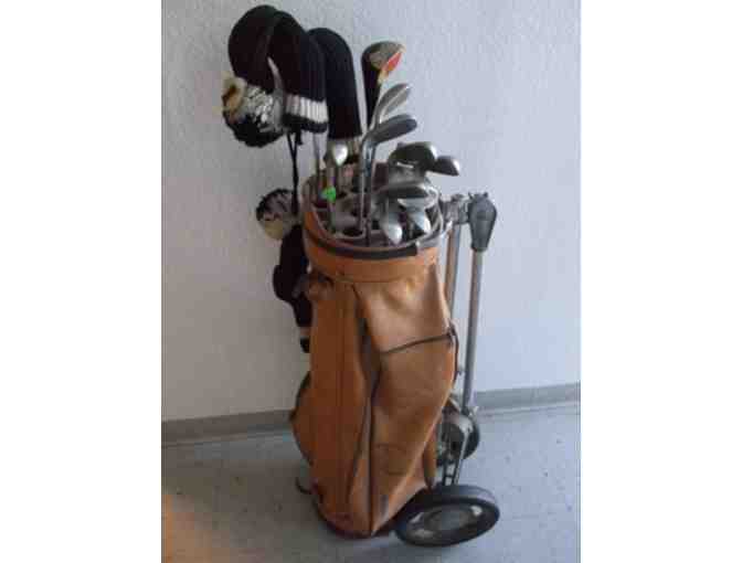 Classic Browning Golf Clubs with Bag and Pull Cart