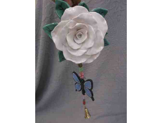 Handmade Clay Windchime Titled 'Desert Rose'