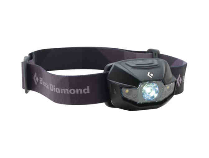 Black Diamond Backpack (vapor gray) and Spot Headlamp (matte black)