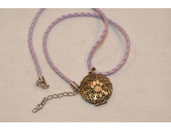 Handcrafted Pet Locket Necklace on Purple Braided Cord