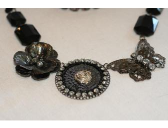 Beautiful Black and Silver Necklace with Three Bracelets