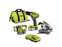 Ryobi Cordless Drill Saw Tool Set with 2 18volt Lithium Batteries