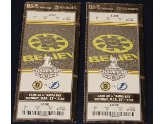 Boston Bruins - 2 Tickets forTuesday April 2nd vs. Ottawa (2nd place team on 2/9)