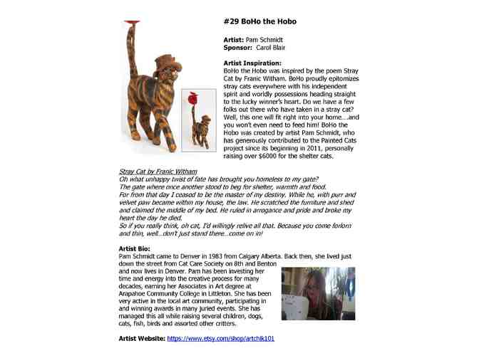 29 Mini Cat - BoHo the Hobo - Painted Cat