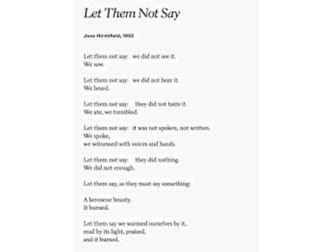 A Kerosene Beauty :: Jane Hirshfield and Poetry Broadsides