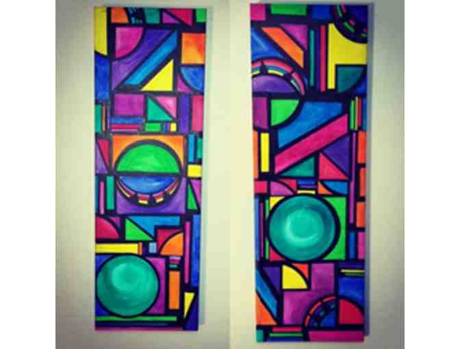 ZuriART - 3 Piece 'Stained Glass' Collection on Primed Stretched Canvas