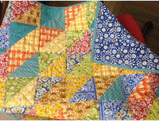 Handmade lap quilt, with a book- 'Mooshka, A Quilt Story' and  Mooshka Kitty