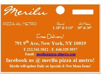 Merilu Pizza Al Metro $20 Gift Certificate