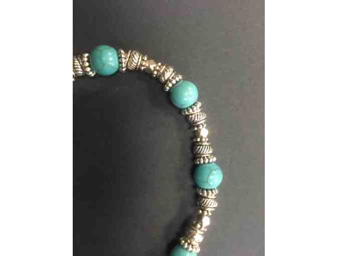 Bracelet - Turquoise Stones & Metal Beads #1