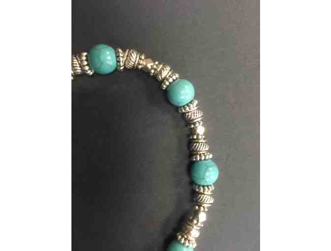 Bracelet - Turquoise Stones & Metal Beads #2