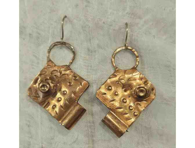 Hand-Forged Earrings of Recycled Metal by Donna Mahan