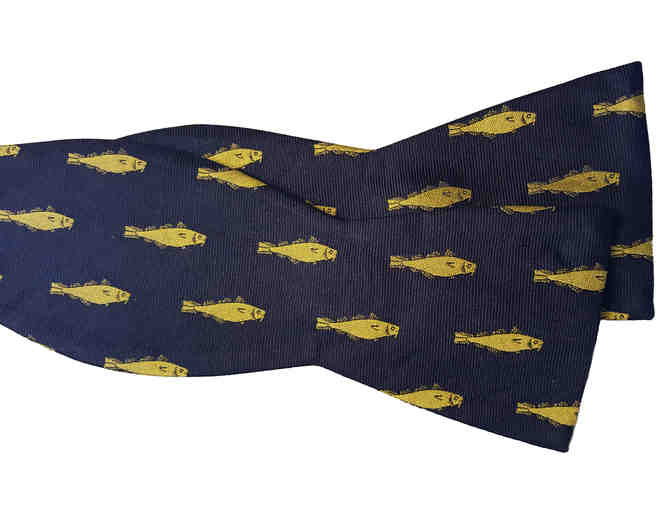 Golden Cod Design silk bow tie featuring Golden Cod Logo