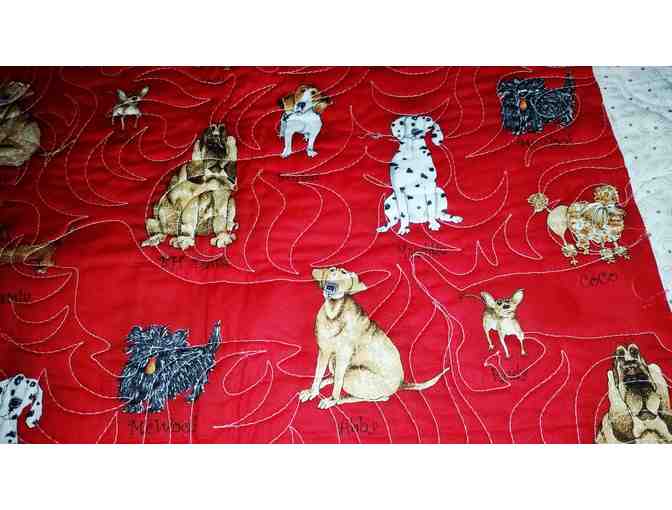 Hand & Machine Sewn Dog Breeds Applique Quilt (48 x 56)