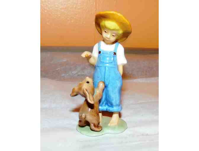 Porcelain Boy and His Dog Figurine