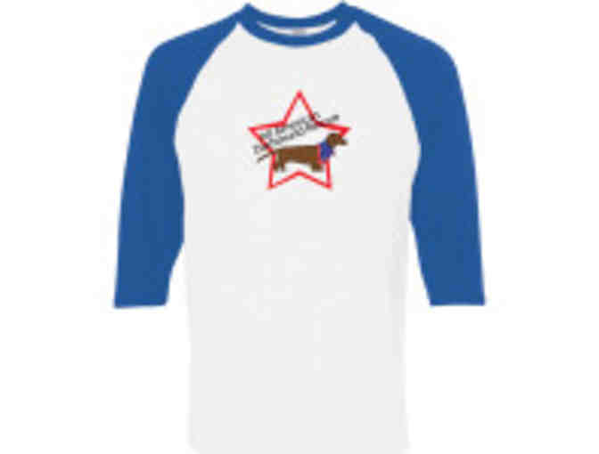 Baseball Style T-shirt with AADR logo!!  3/4 Royal Blue Sleeves - Size LARGE - Photo 1