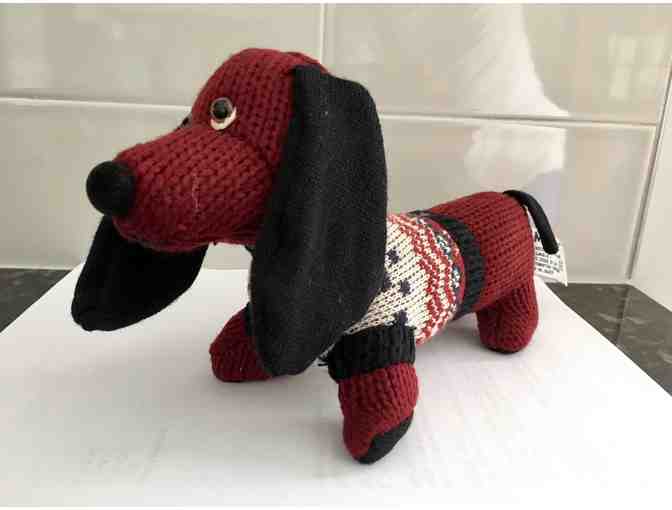 Puppy Dog Plush Dachshund Knit 8' Maroon Black Toy Russ Maurice Stuffed Animal