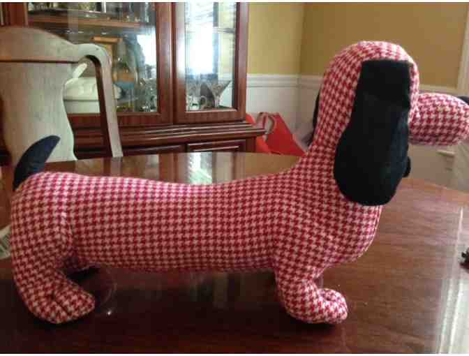 Red & White Houndstooth Stuffed Doxie
