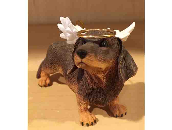 Christmas Ornament -- Resin Brown Dachshund with Halo and Wings