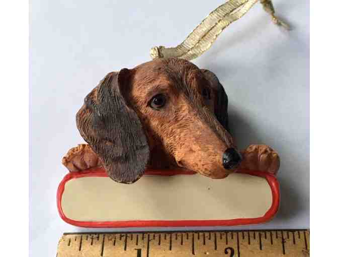 Christmas Ornament - Red Doxie Head with Name Plate Ornament